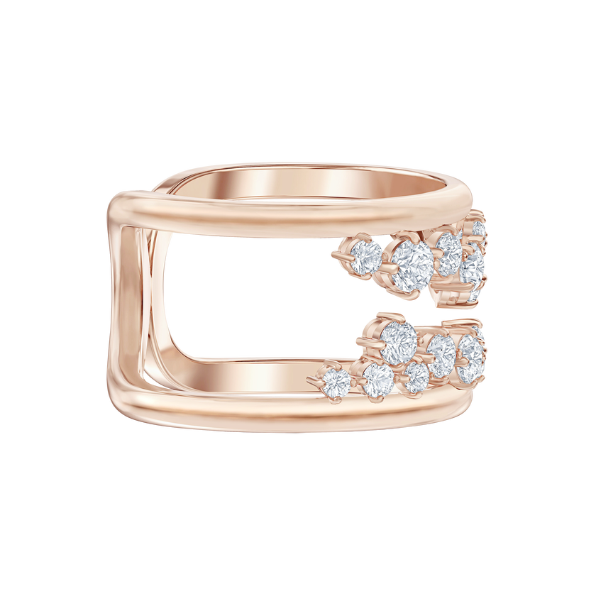 North Motif Ring, White, Rose-gold tone plated