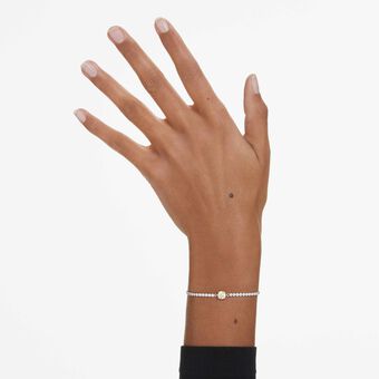 swarovski matrix tennis bracelet  mixed cuts  yellow  rhodium plated