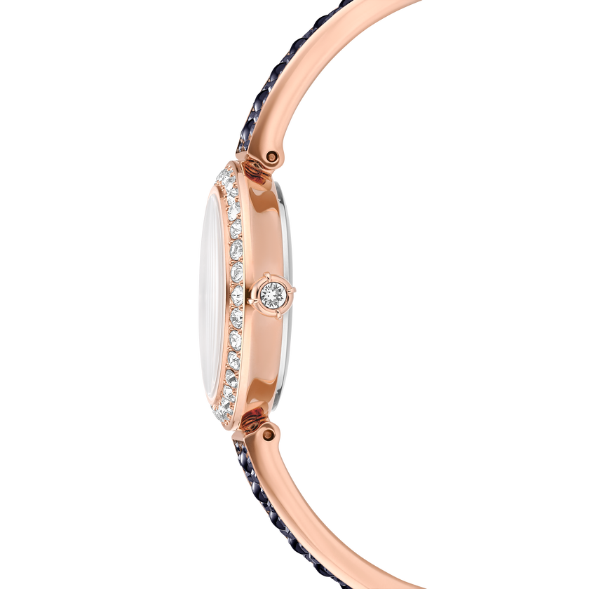 swarovski matrix pearl bangle watch  swiss made  crystal bracelet  black  rose gold tone finish