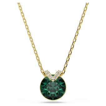 swarovski bella v pendant  round cut  green  gold tone plated