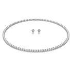 Tennis Deluxe set, Round cut, White, Rhodium plated