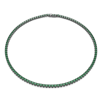 swarovski matrix tennis necklace  round cut  green  ruthenium plated