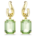 swarovski millenia drop earrings  octagon cut  green  18k gold finish