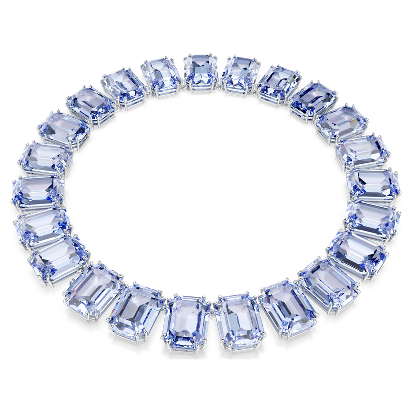 swarovski millenia tennis necklace  octagon cut  blue  rhodium plated