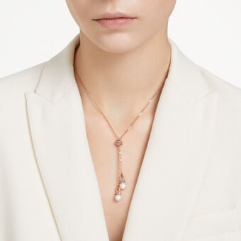 swarovski originally y pendant  crystal pearl  white  18k rose gold finish