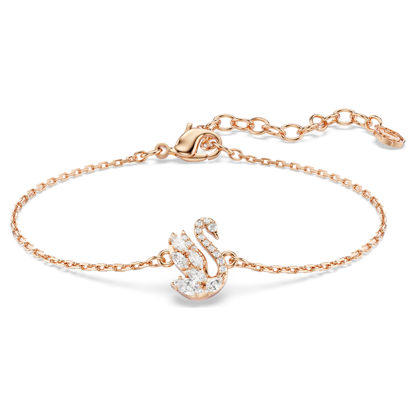 swarovski swan bracelet  mixed cuts  swan  white  rose gold tone plated