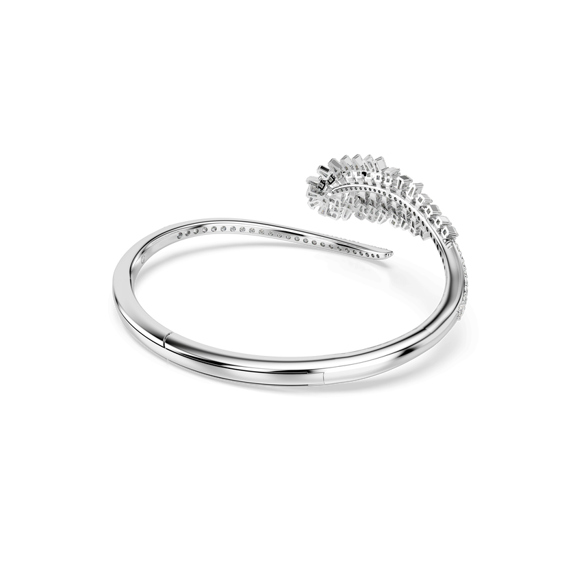 swarovski vienna bangle  mixed cuts  feather  white  rhodium plated