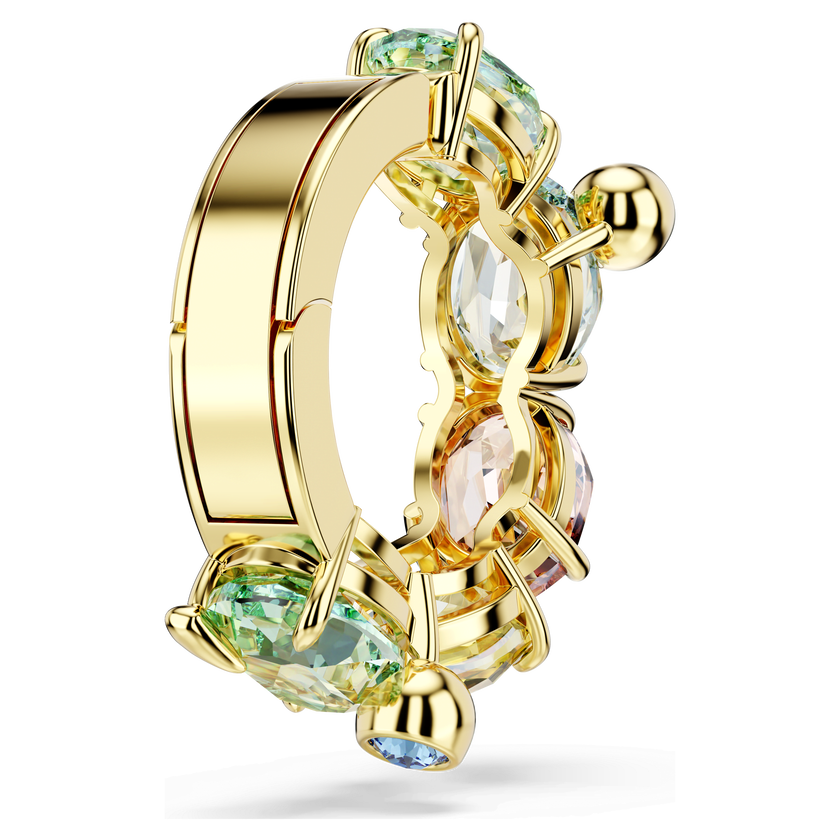 swarovski gema ear cuff  single  mixed cuts  multicolored  gold tone plated