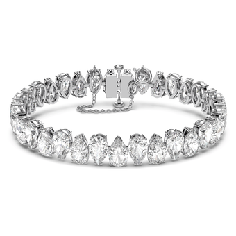swarovski matrix tennis bracelet pear cut white rhodium plated