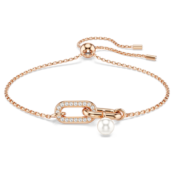 swarovski constella bracelet crystal pearl round cut white rose gold tone plated