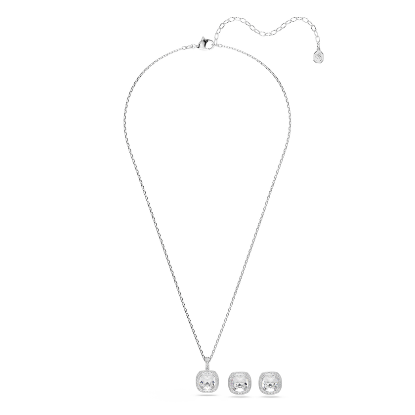 swarovski una angelic set  cushion cut  white  rhodium plated