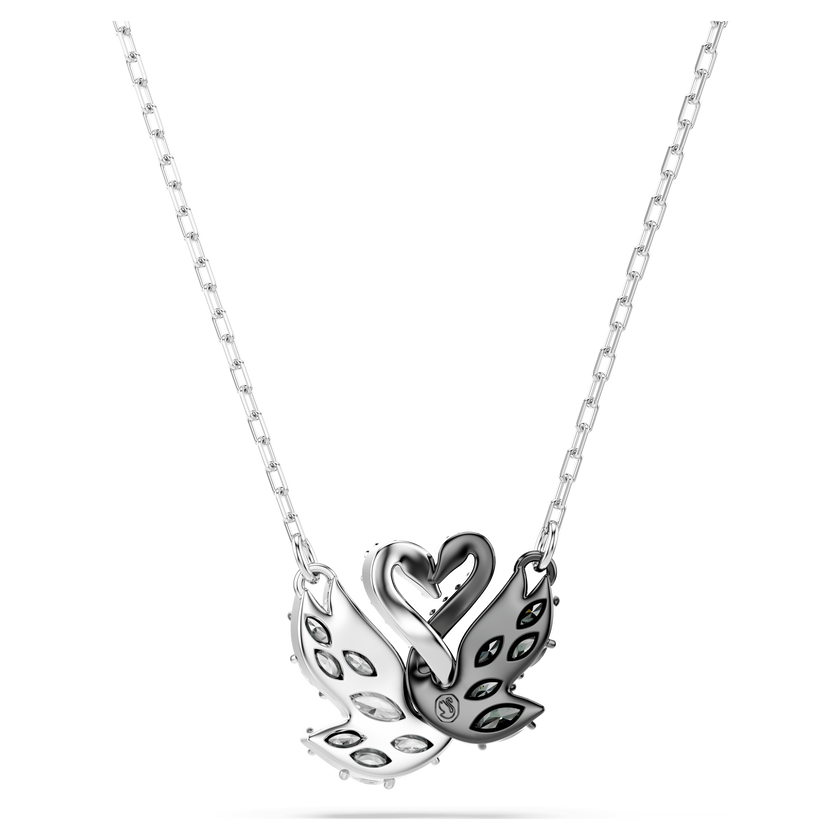 swarovski swan pendant  swan  black  rhodium plated