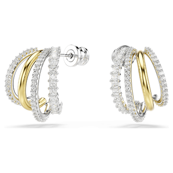 swarovski hyperbola hoop earrings mixed cuts mini white mixed metal finish