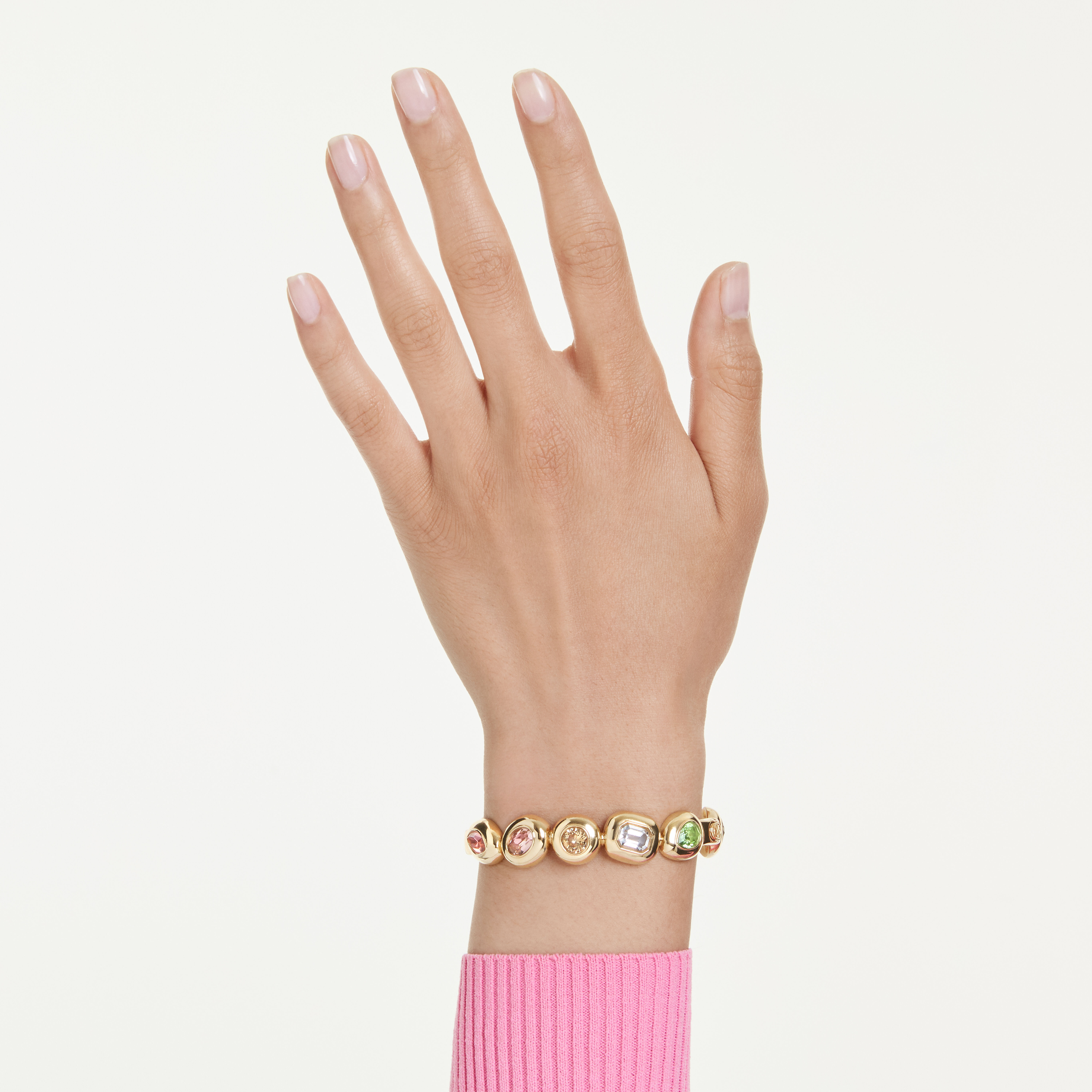 swarovski gema bangle  mixed cuts  multicolored  gold tone plated