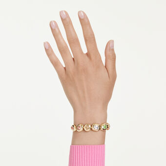 swarovski gema bangle  mixed cuts  multicolored  gold tone plated