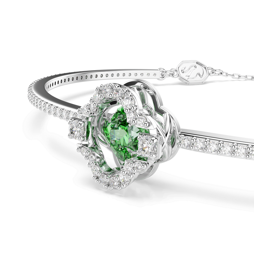 swarovski una angelic bangle  mixed cuts  green  rhodium plated