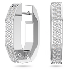 swarovski dextera hoop earrings octagon shape small white rhodium plated
