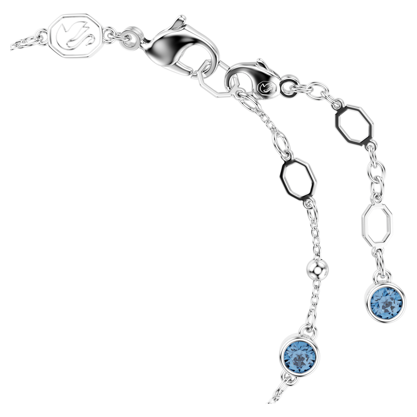 swarovski imber bracelet  round cut  blue  rhodium plated