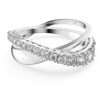 swarovski hyperbola ring round cut white rhodium plated