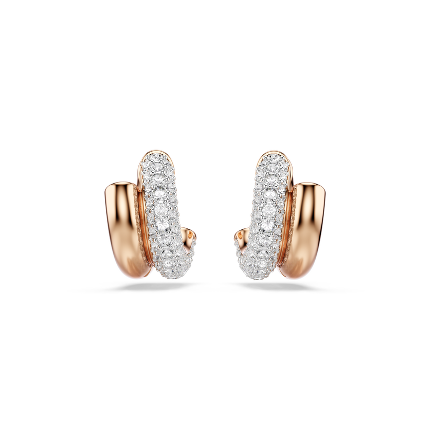 swarovski dextera hoop earrings  round cut  mini  white  rose gold tone plated