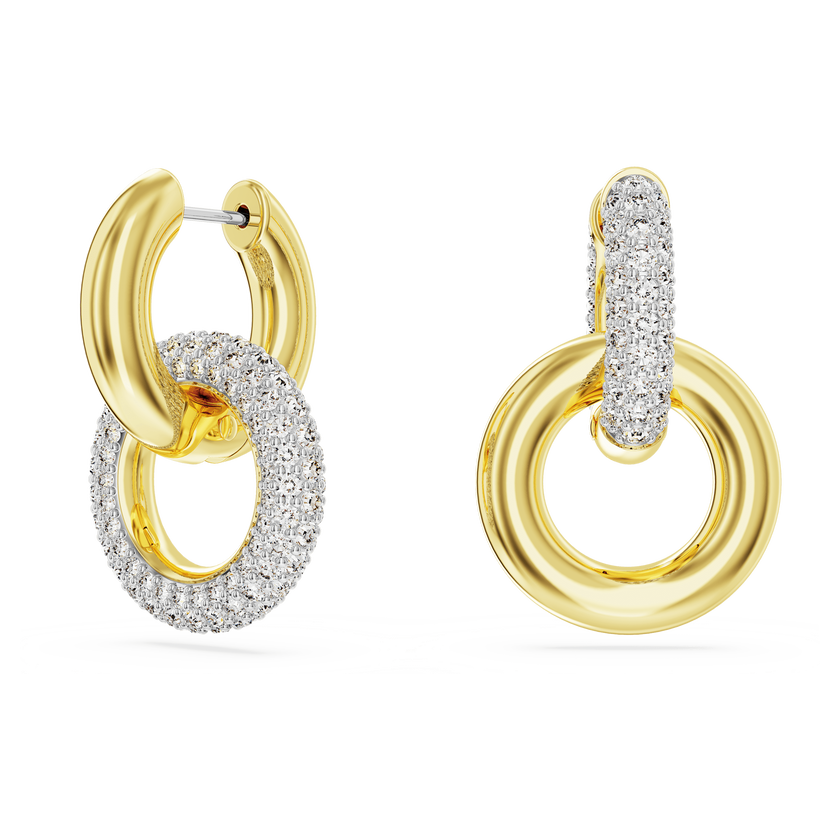swarovski dextera hoop earrings  interlocking loop  white  gold tone plated