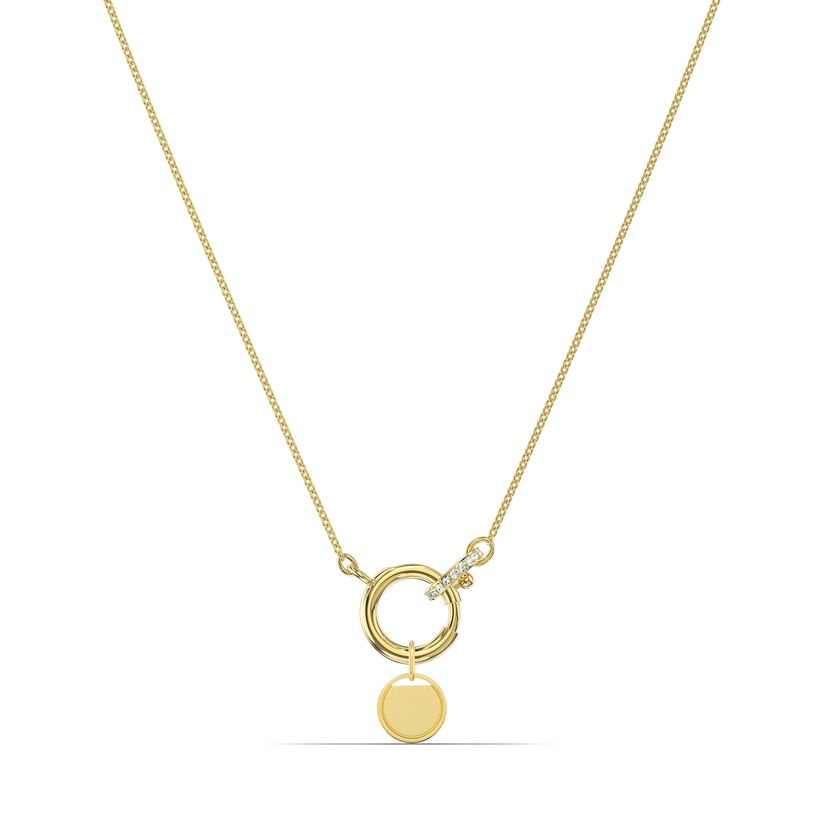 Ginger Charm Necklace, White, Gold-tone plated