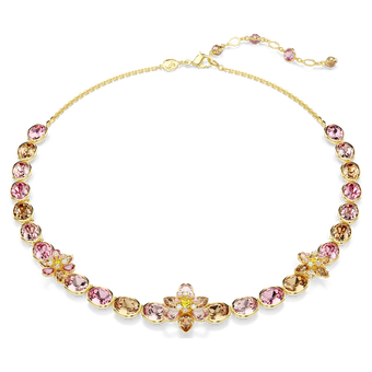 swarovski idyllia necklace  mixed cuts  flower  multicolored  gold tone plated