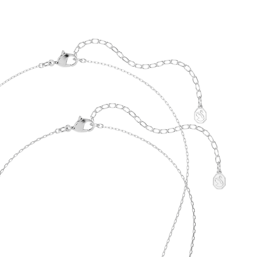 swarovski symbolica necklace  round cut  moon  blue  rhodium plated