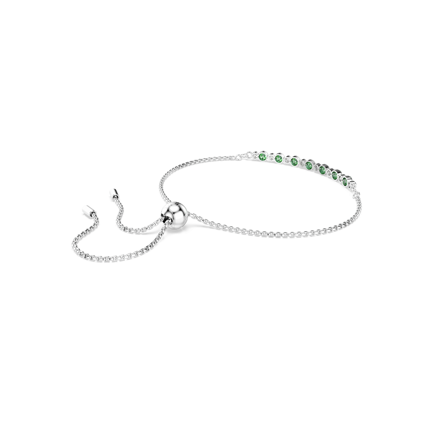 swarovski matrix bracelet  round cut  green  rhodium plated