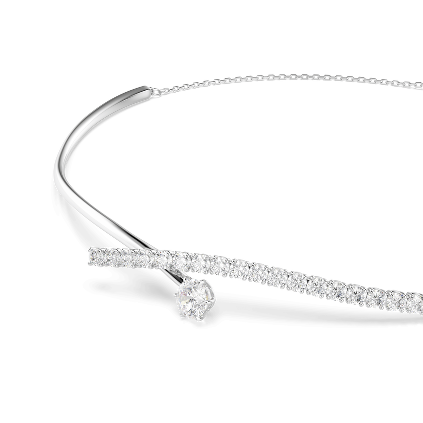 swarovski matrix necklace  round cut  white  rhodium plated
