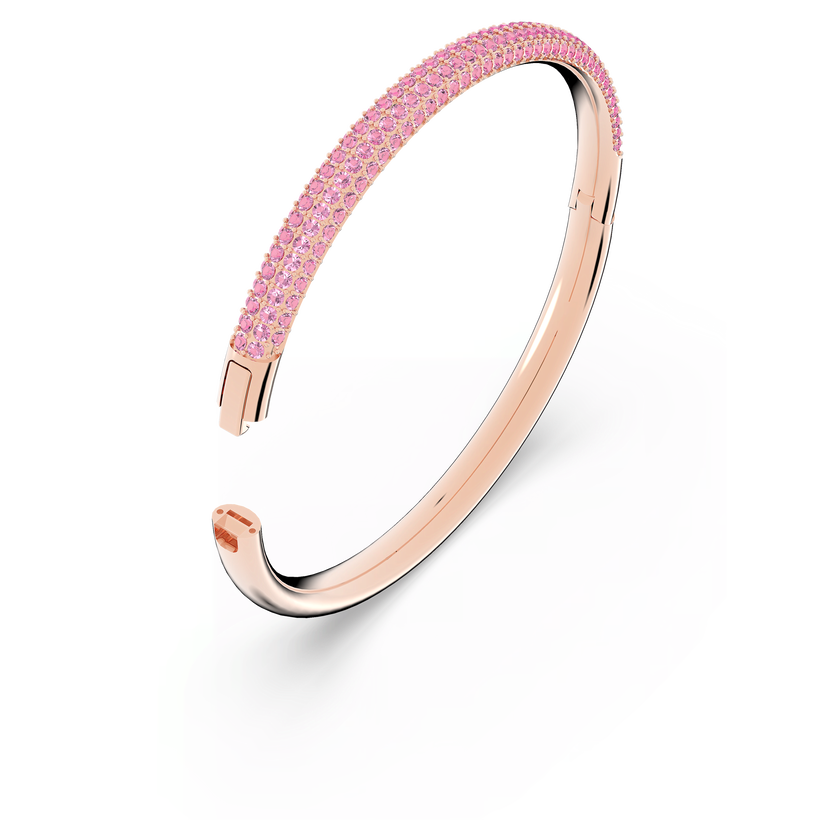 swarovski stone bangle  pink  rose gold tone pvd