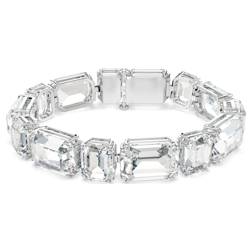 swarovski millenia tennis bracelet  octagon cut  white  rhodium plated