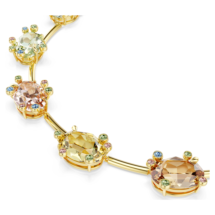swarovski gema tennis necklace  mixed cuts  multicolored  gold tone plated