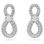 swarovski hyperbola stud earrings  round cut  pav   infinity  white  rhodium plated