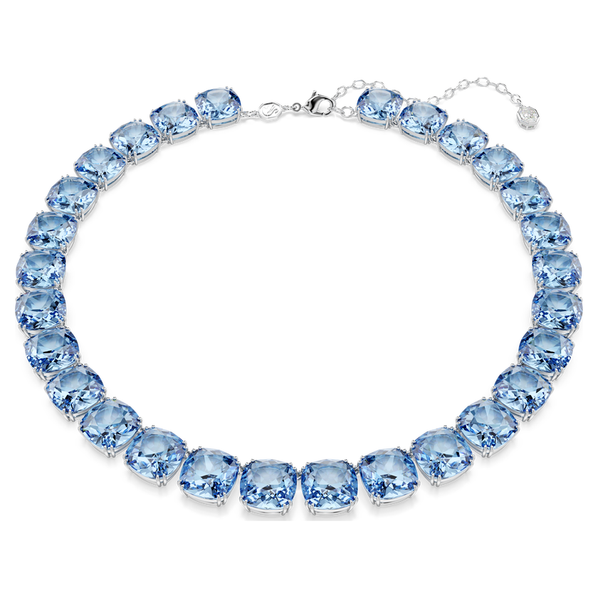 swarovski millenia necklace  cushion cut  blue  rhodium plated