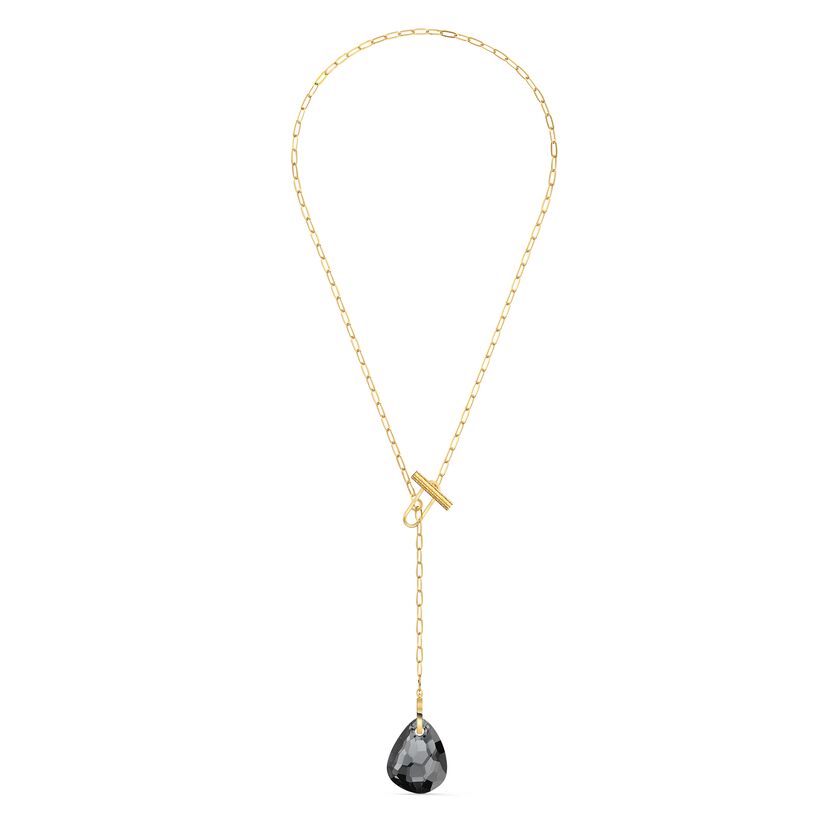 T Bar Y Necklace, Grey, Gold-tone plated