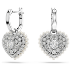 swarovski hyperbola drop earrings crystal pearl heart white rhodium plated