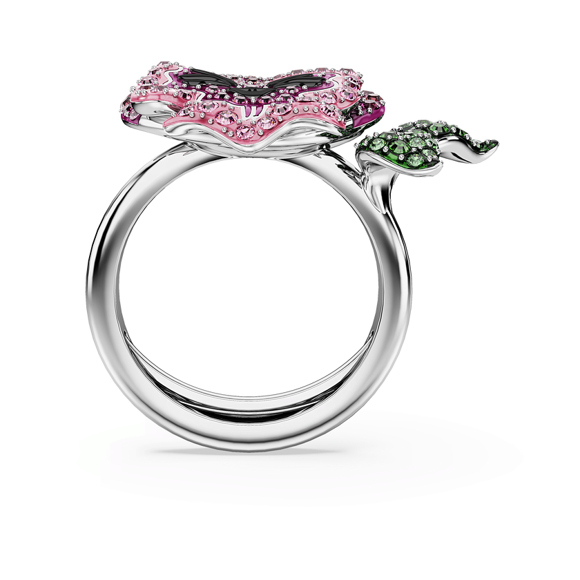 swarovski alice in wonderland cocktail ring  flower  multicolored  rhodium plated