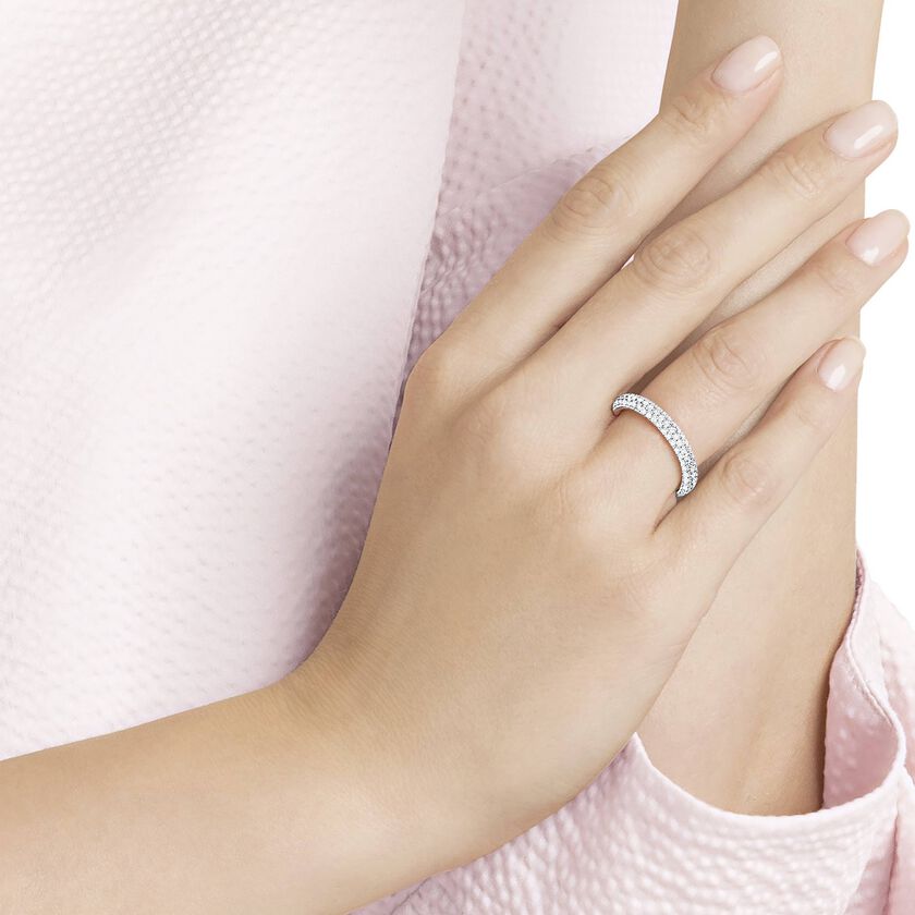 swarovski stone mini ring  white  rhodium plating
