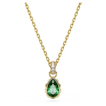 swarovski chroma pendant  pear cut  green  18k gold finish