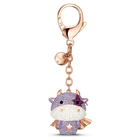 Zodiac Cow Bag Charm, Purple, Rose-gold tone plated
