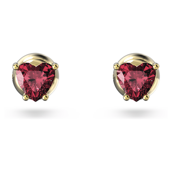 swarovski chroma stud earrings  heart  red  gold tone plated