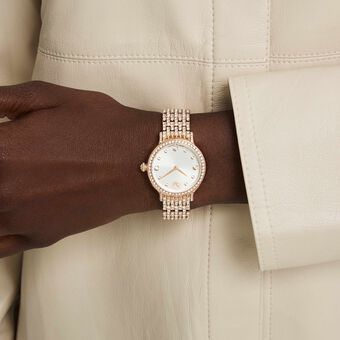 swarovski imber watch  swiss made  metal bracelet  rose gold tone  rose gold tone finish