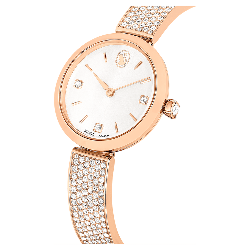 swarovski illumina watch  swiss made  metal bracelet  rose gold tone  rose gold tone finish