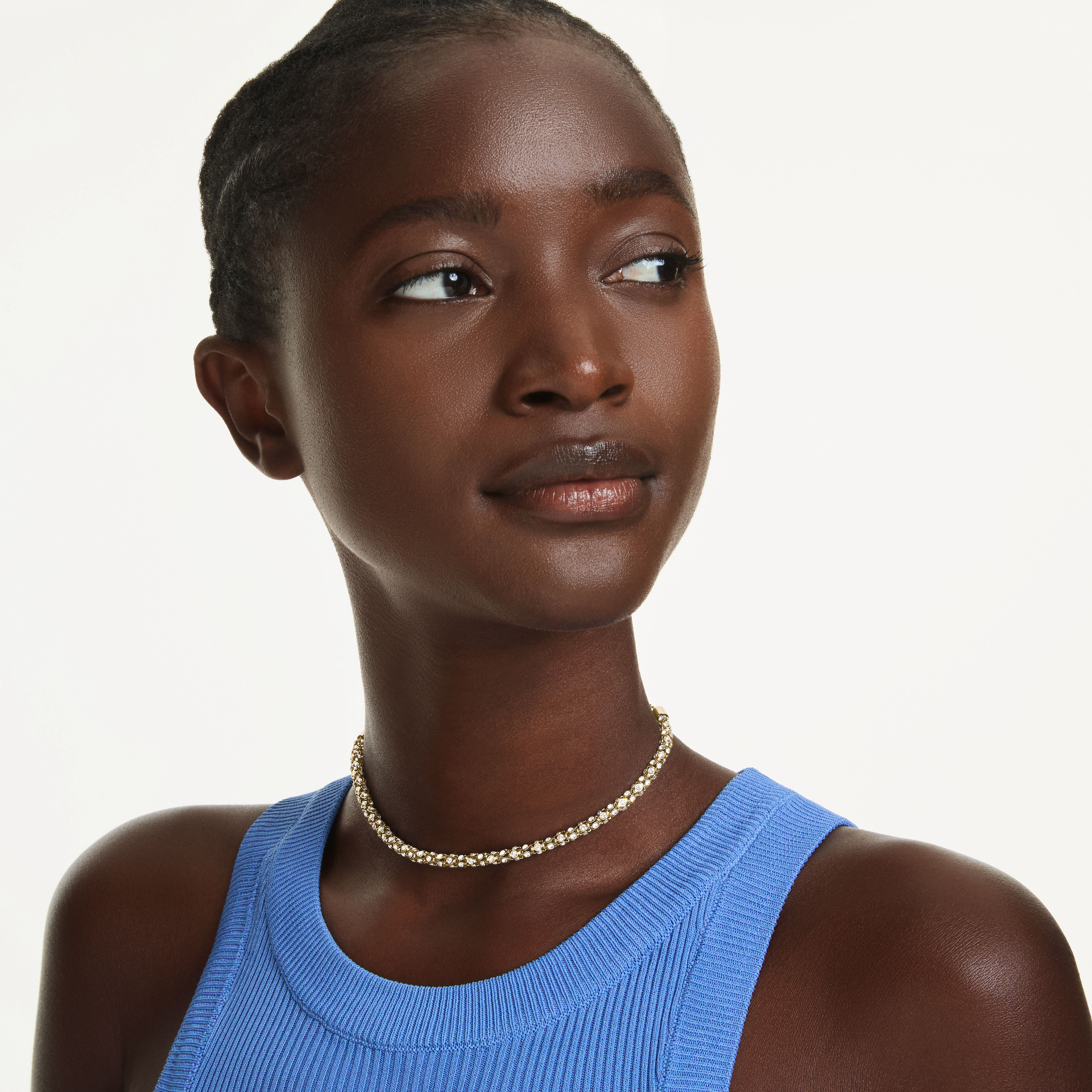 swarovski dextera necklace  round cut  white  gold tone finish