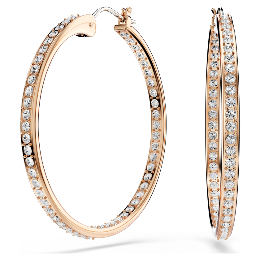 swarovski sommerset hoop earrings  white  18k rose gold finish
