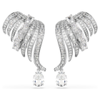 swarovski vienna clip earrings  mixed cuts  swan  white  rhodium plated