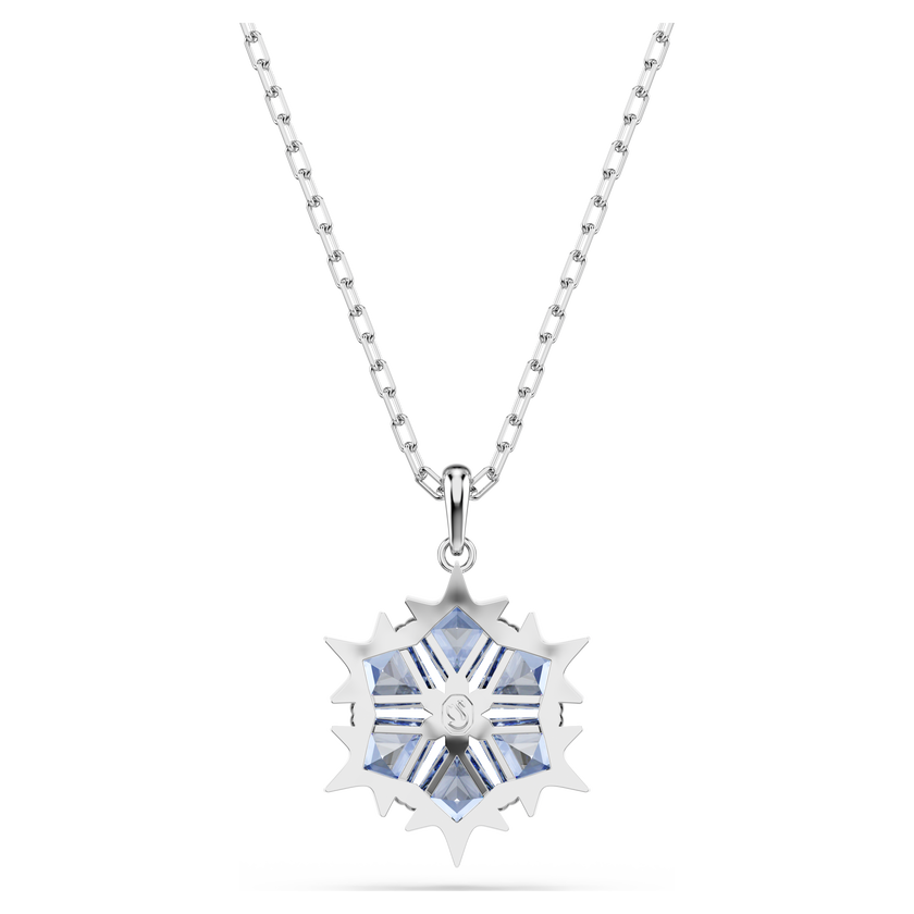 swarovski magic pendant  snowflake  blue  rhodium plated