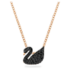 swarovski iconic swan pendant black rose gold plated