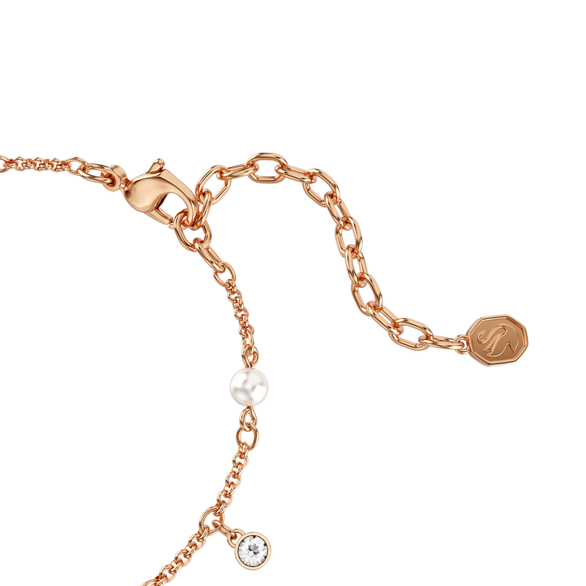 swarovski imber bracelet  crystal pearl  round cut  white  18k rose gold finish